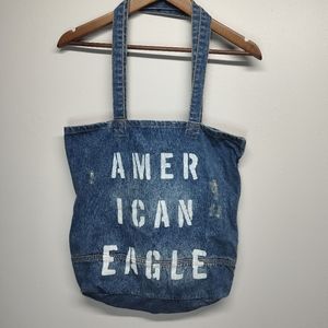 American Eagle Denim Tote Bag Blue Jean